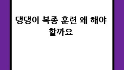 우리 댕댕이, 훈련 없이도 괜찮을까요? 🤔 강아지 복종 훈련 완벽 가이드 🐶